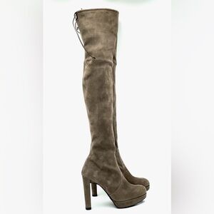 Stuart Weitzmann Grey Suede Highland Boots Size 7.5